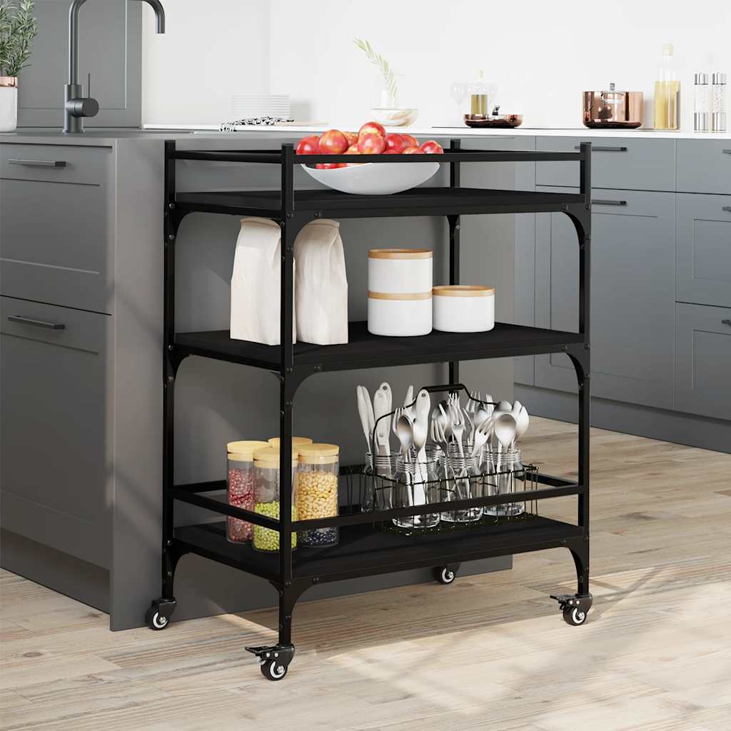 Kitchen Trolley Black 65x40x86.5 cm Engineered Wood