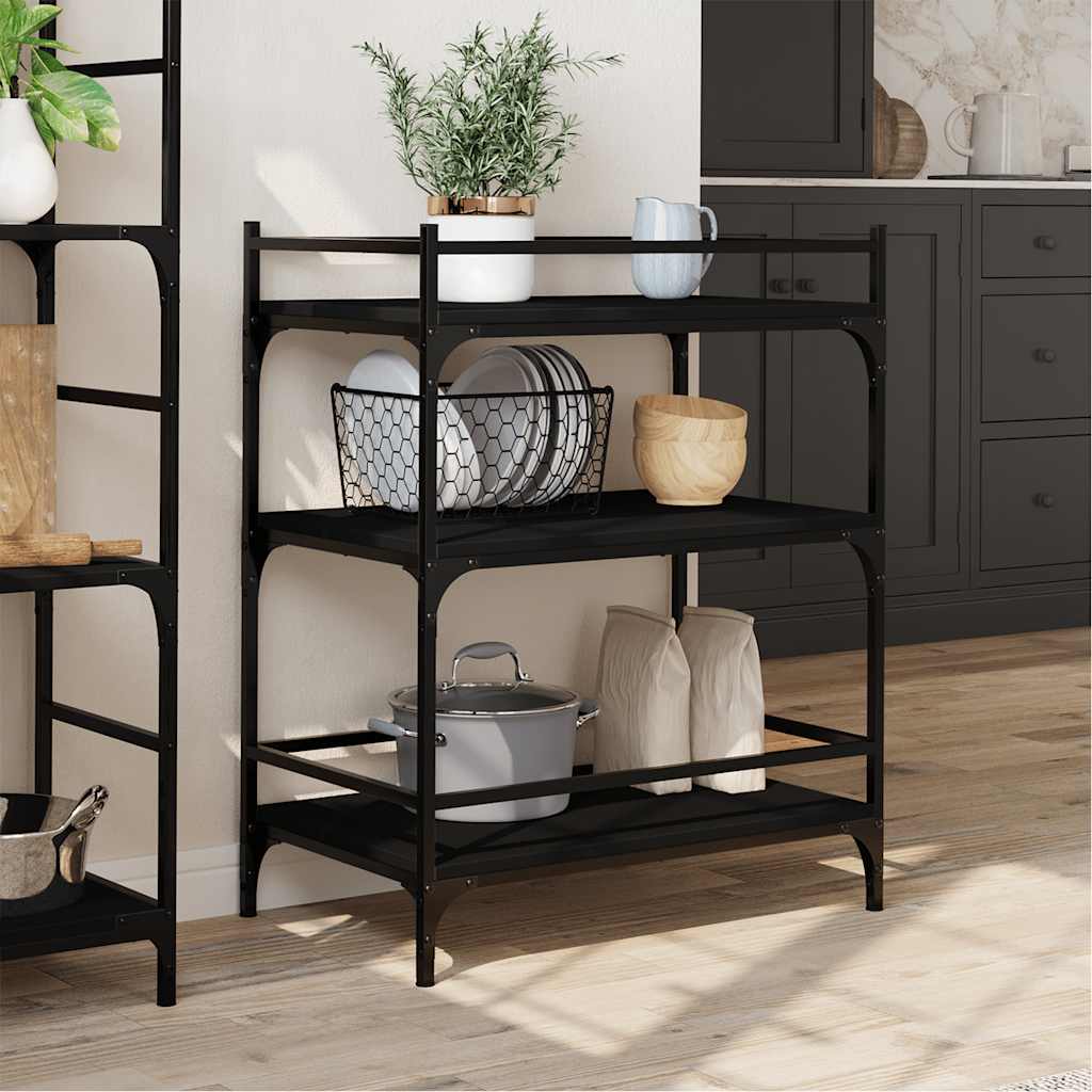 Kitchen Trolley Black 65x40x86.5 cm Engineered Wood