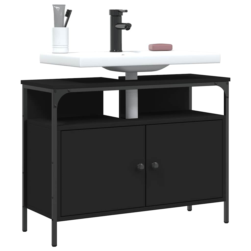 Bathroom Sink Cabinet | Black | Engineered wood, powder-coated steel