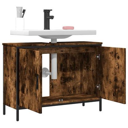 Bathroom Sink Cabinet Smoked Oak 80x30x60 cm Engineered Wood