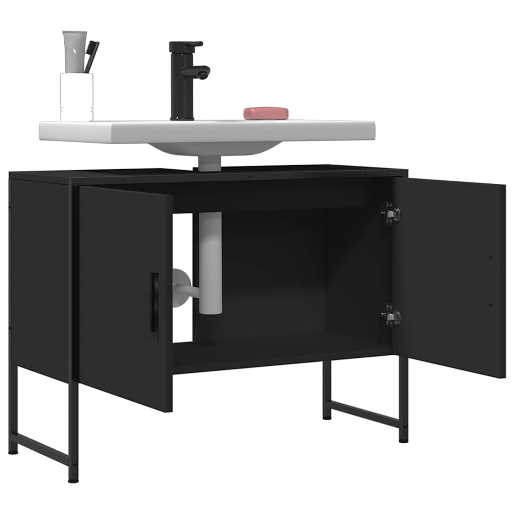 Bathroom Sink Cabinet | Black | Engineered wood | Medium