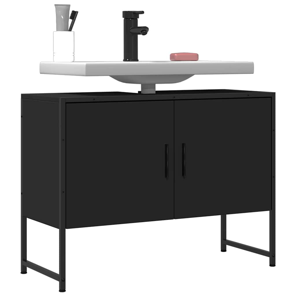 Bathroom Sink Cabinet | Black | Engineered wood | Medium