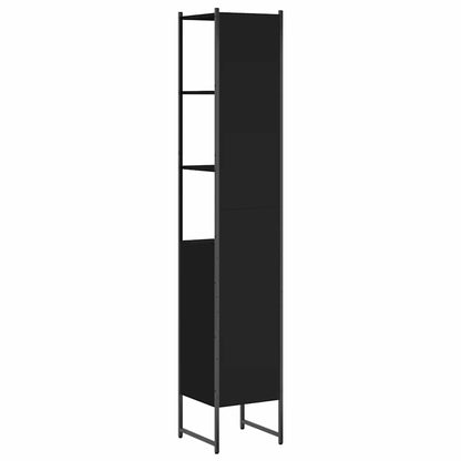 Tall Bathroom Cabinet | Black | Engineered wood | Rectangular