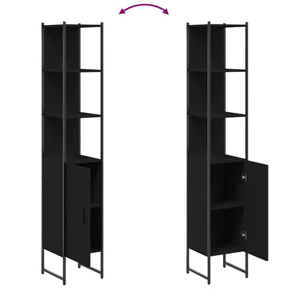 Tall Bathroom Cabinet | Black | Engineered wood | Rectangular