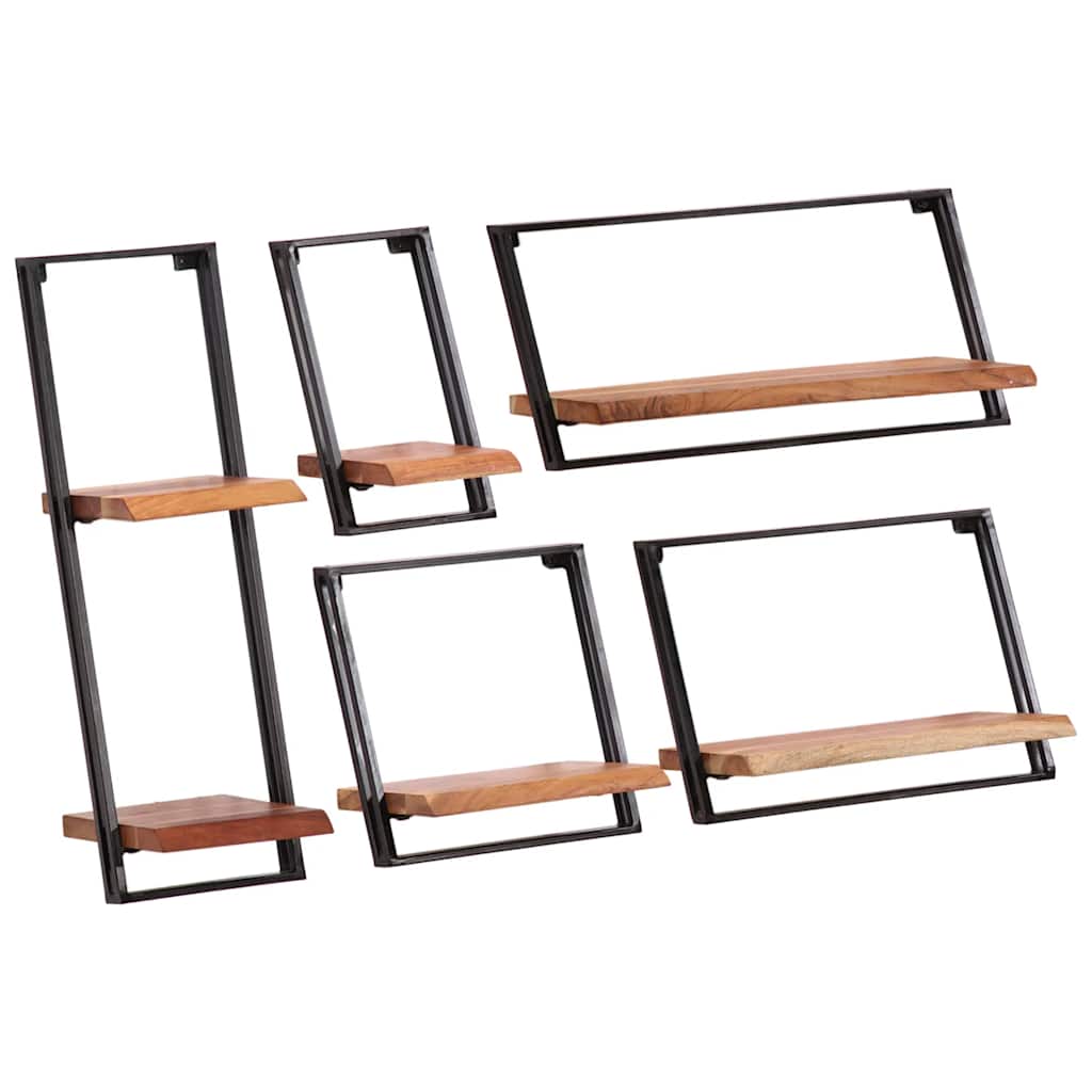 Wall Shelves 5 pcs Solid Wood Acacia