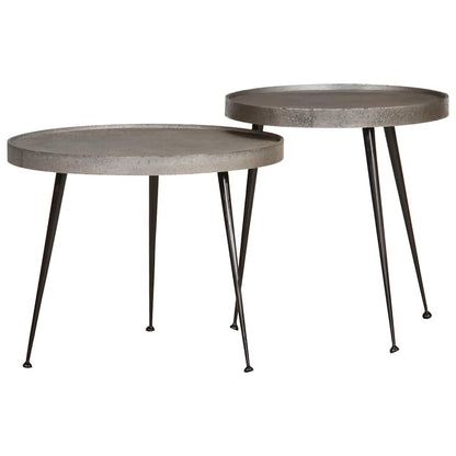 Coffee Table 2 pcs Silver Engineered Wood