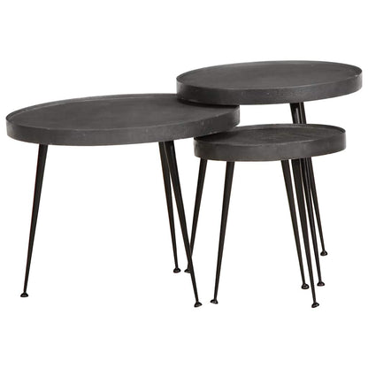 Coffee Table 3 pcs Black Engineered Wood