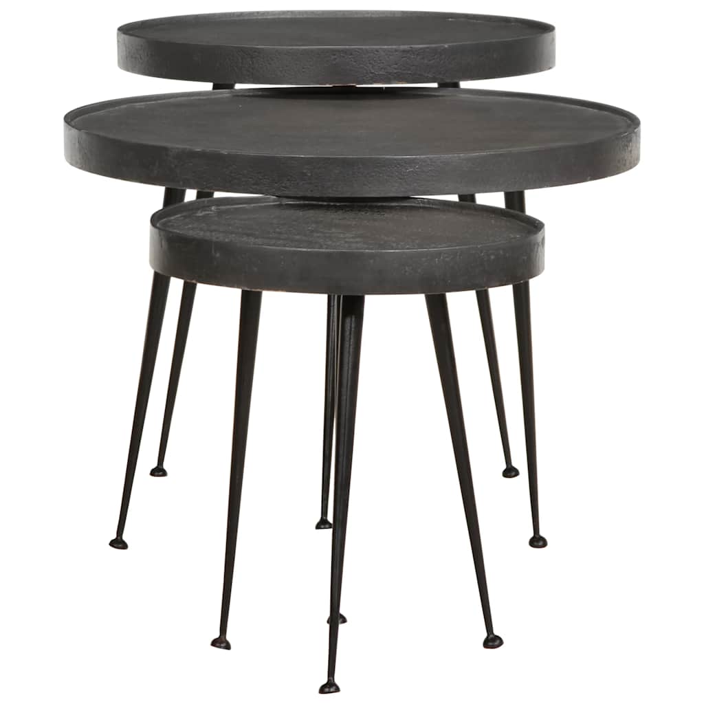 Coffee Table 3 pcs Black Engineered Wood