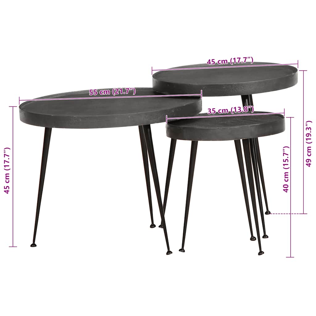 Coffee Table 3 pcs Black Engineered Wood