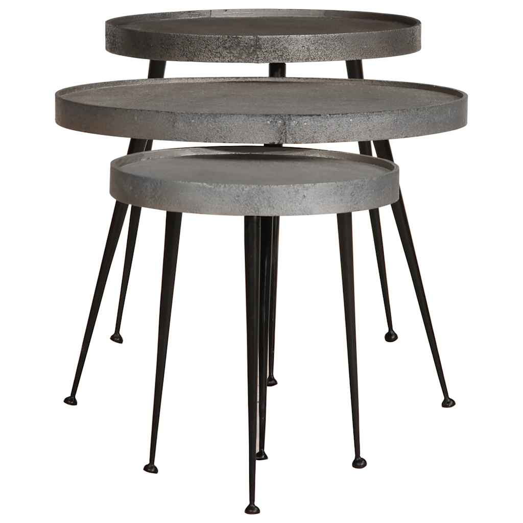 Coffee Table 3 pcs Silver Engineered Wood