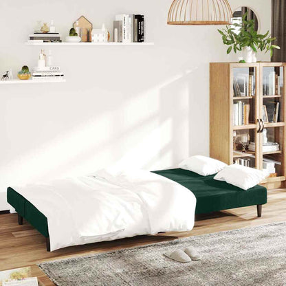 2-Seater Sofa Bed Dark Green Velvet