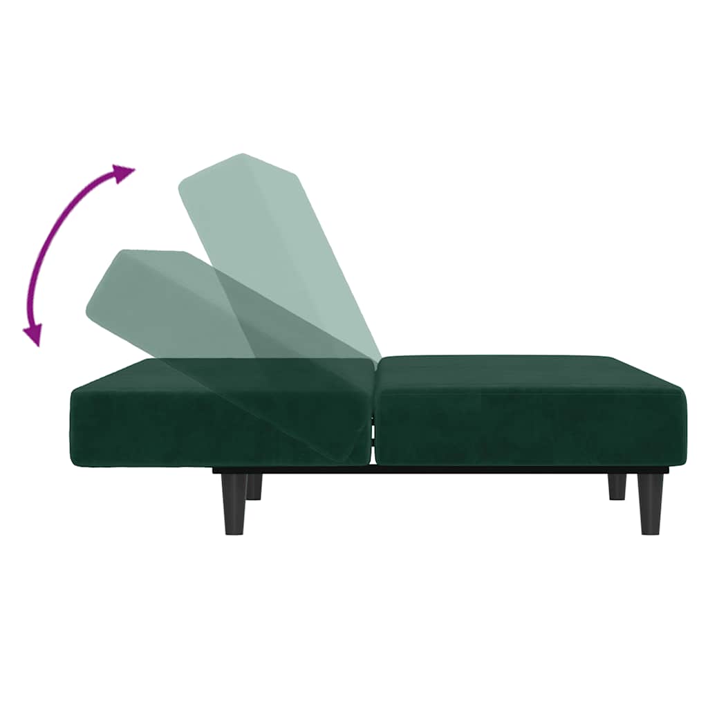 2-Seater Sofa Bed Dark Green Velvet