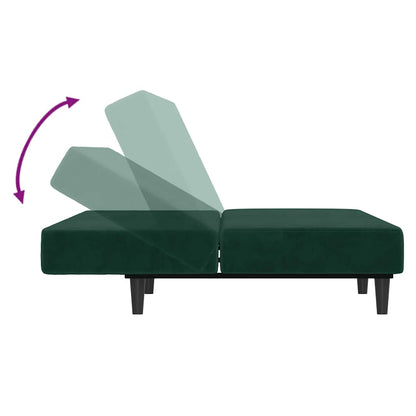2-Seater Sofa Bed Dark Green Velvet