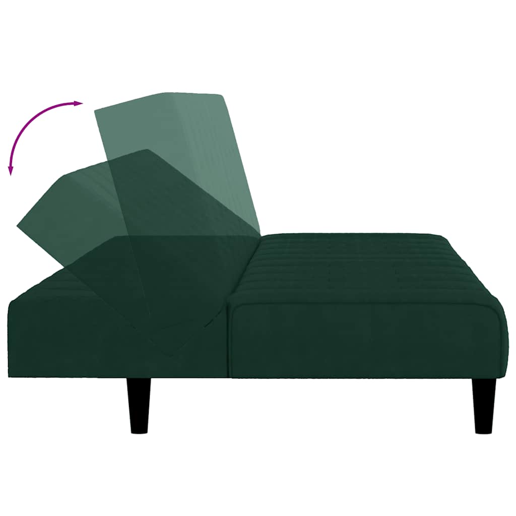 2-Seater Sofa Bed Dark Green Velvet