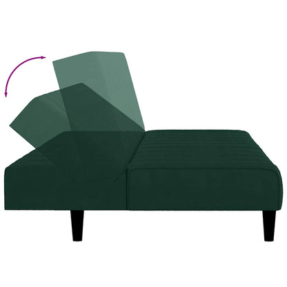 2-Seater Sofa Bed Dark Green Velvet