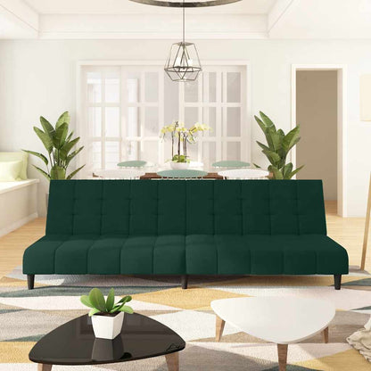 2-Seater Sofa Bed Dark Green Velvet
