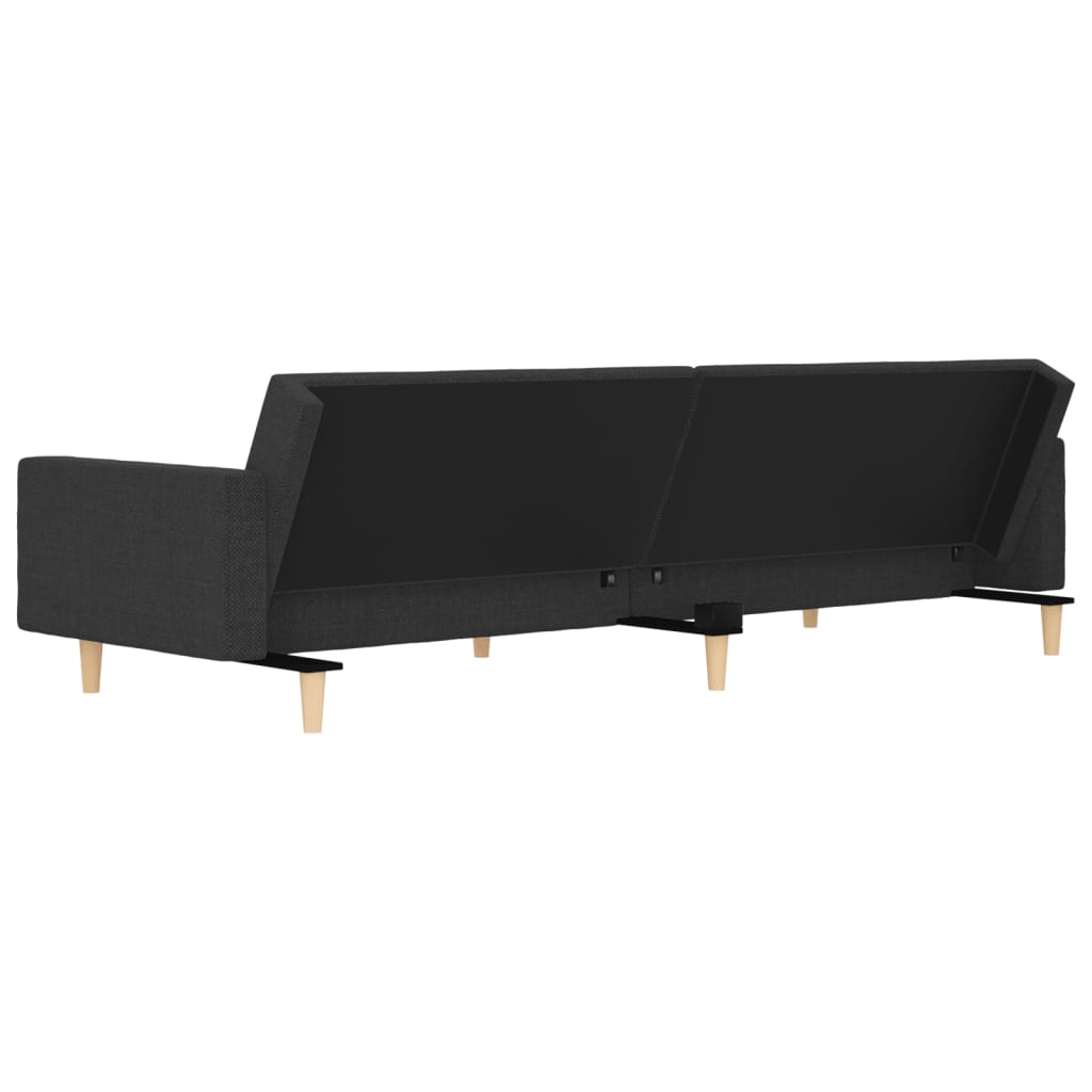 2-Seater Sofa Bed with Two Pillows Dark Gray Fabric