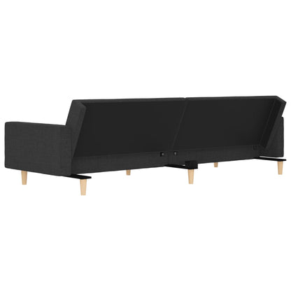 2-Seater Sofa Bed with Two Pillows Dark Gray Fabric