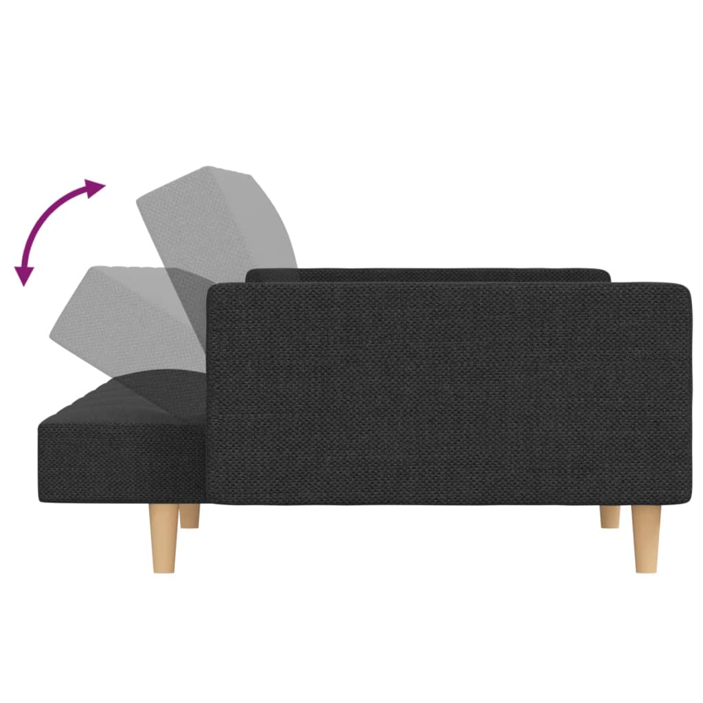 2-Seater Sofa Bed with Two Pillows Dark Gray Fabric