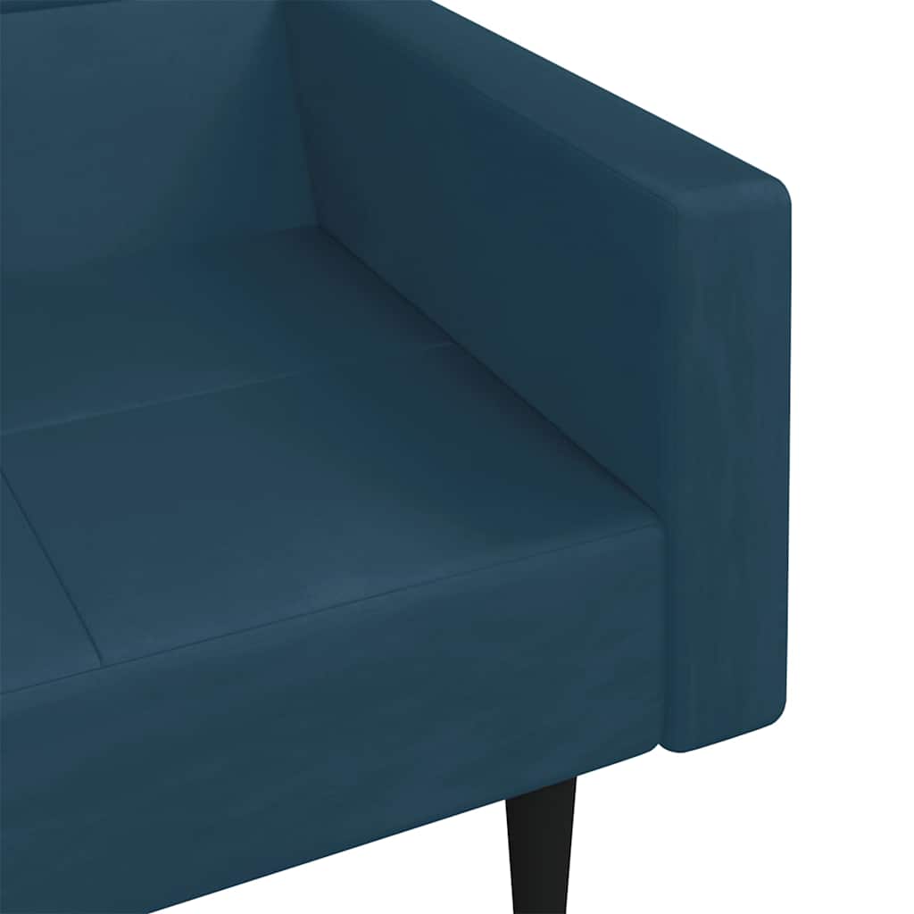 2-Seater Sofa Bed with Two Pillows Blue Velvet