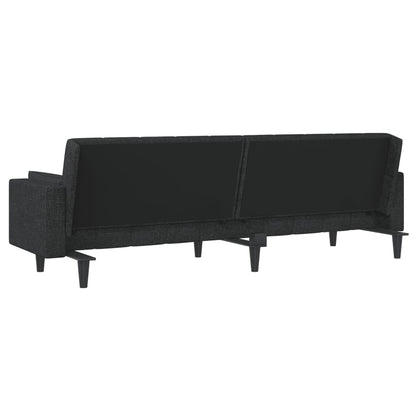2-Seater Sofa Bed with Two Pillows Black Fabric