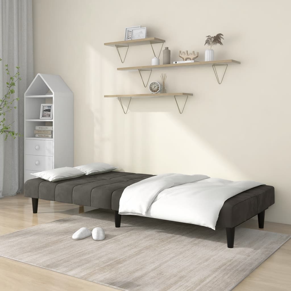 2-Seater Sofa Bed Dark Gray Velvet