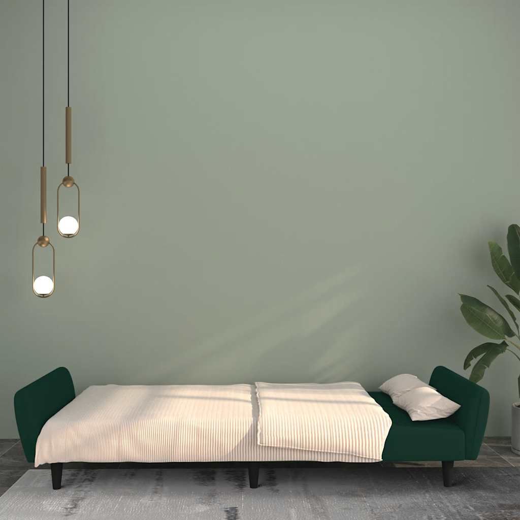 2-Seater Sofa Bed Dark Green Velvet