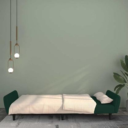 2-Seater Sofa Bed Dark Green Velvet