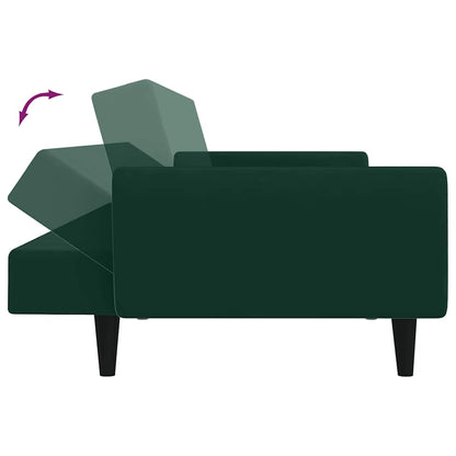 2-Seater Sofa Bed Dark Green Velvet