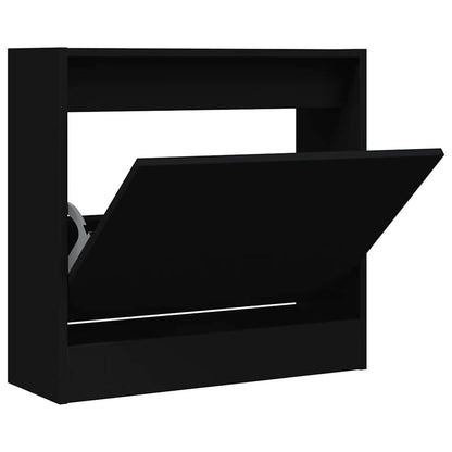 Shoe Cabinet | Black | Engineered Wood | Compact | Shoe Cabinet
