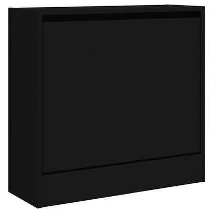 Shoe Cabinet | Black | Engineered Wood | Compact | Shoe Cabinet