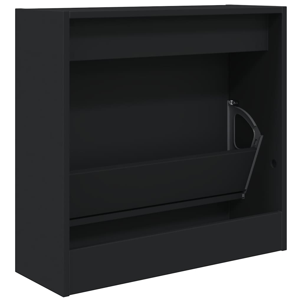 Shoe Cabinet | Black | Engineered Wood | Compact | Shoe Cabinet