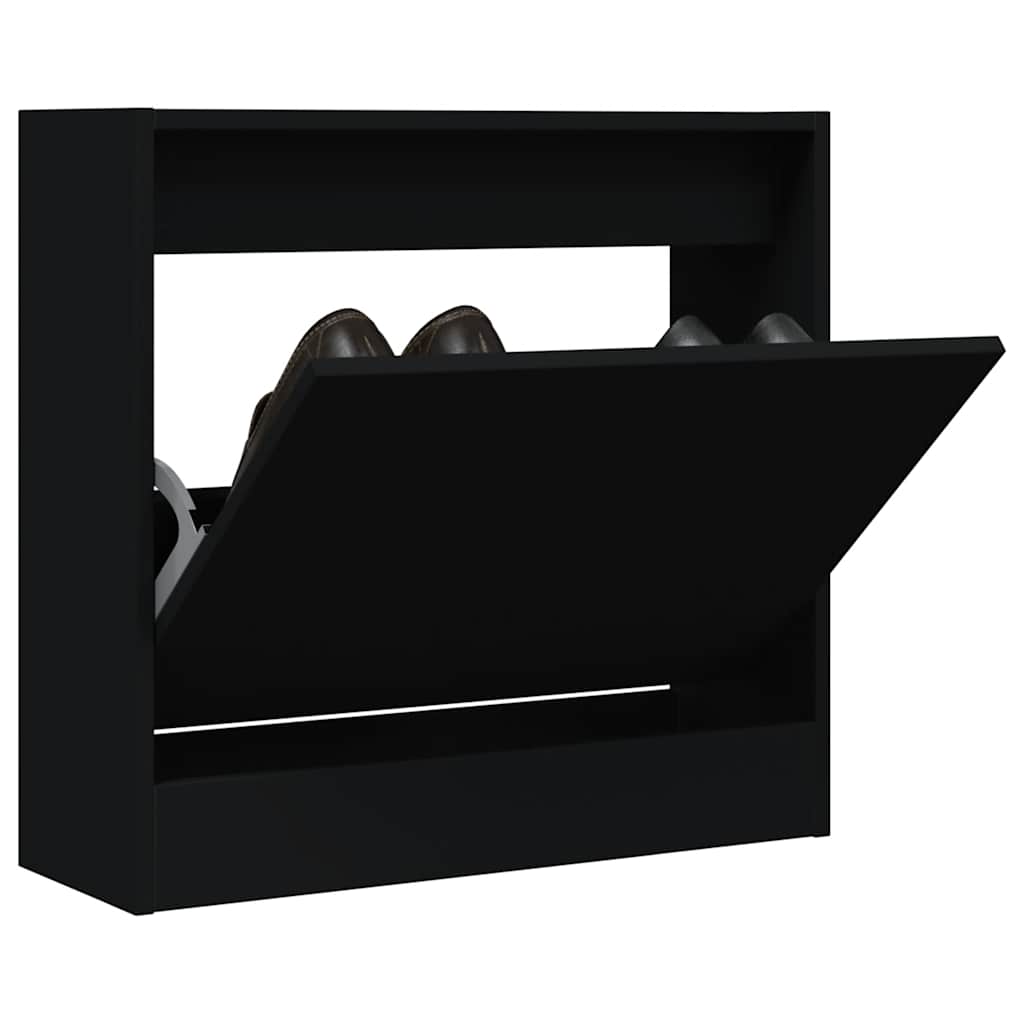 Shoe Cabinet | Black | Engineered Wood | Compact | Shoe Cabinet