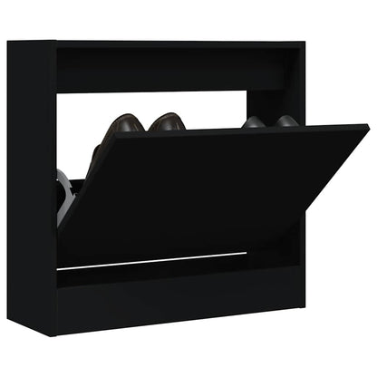 Shoe Cabinet | Black | Engineered Wood | Compact | Shoe Cabinet