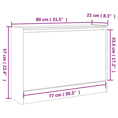 Shoe Cabinet Grey Sonoma 80x21x57 cm Engineered Wood