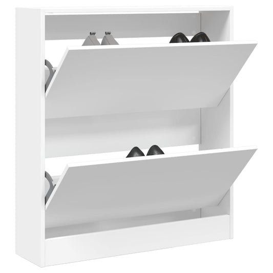 Shoe Cabinet White 80x21x87.5 cm Engineered Wood