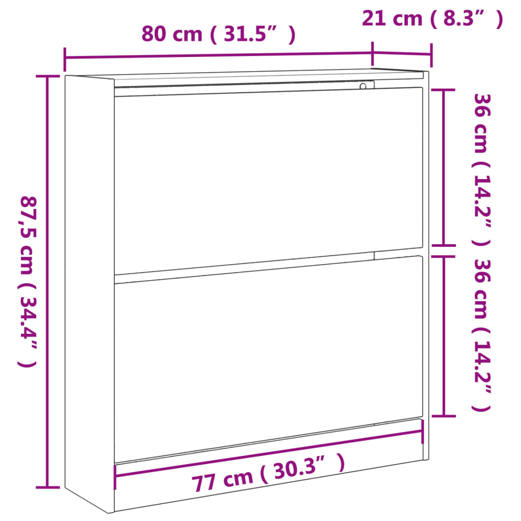 Shoe Cabinet Smoked Oak 80x21x87.5 cm Engineered Wood