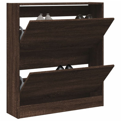 Shoe Cabinet Brown Oak 80x21x87.5 cm Engineered Wood