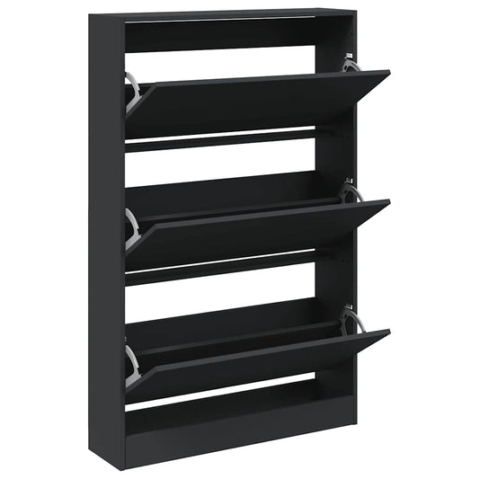 Shoe Cabinet Black 80x21x125.5 cm Engineered Wood