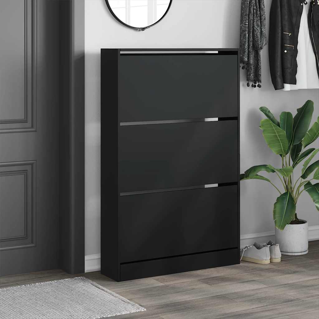 Shoe Cabinet Black 80x21x125.5 cm Engineered Wood