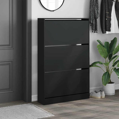 Shoe Cabinet Black 80x21x125.5 cm Engineered Wood