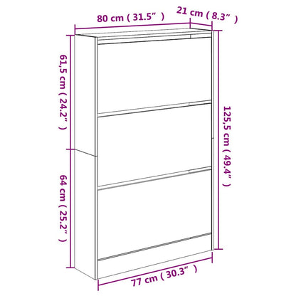 Shoe Cabinet Black 80x21x125.5 cm Engineered Wood