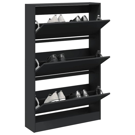 Shoe Cabinet Black 80x21x125.5 cm Engineered Wood