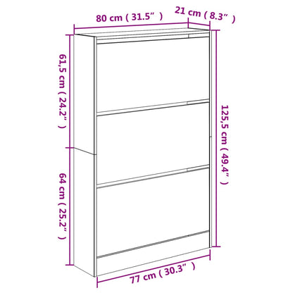 Shoe Cabinet Brown Oak 80x21x125.5 cm Engineered Wood