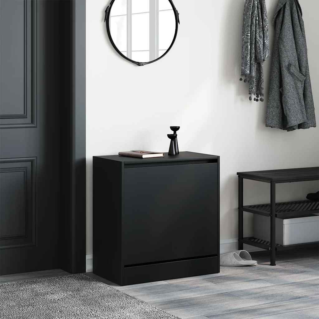 Shoe Cabinet | Black | Engineered wood | Compact | Shoe Cabinet