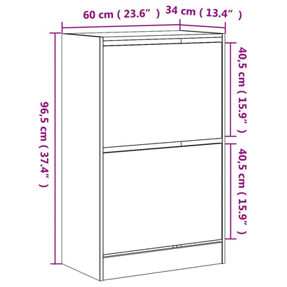 Shoe Cabinet White 60x34x96.5 cm Engineered Wood