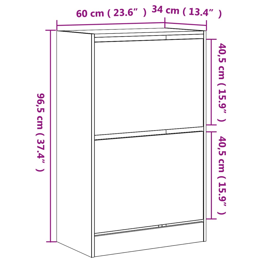 Shoe Cabinet Sonoma Oak 60x34x96.5 cm Engineered Wood