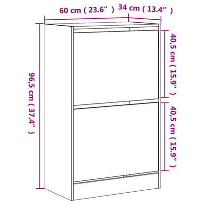 Shoe Cabinet Sonoma Oak 60x34x96.5 cm Engineered Wood