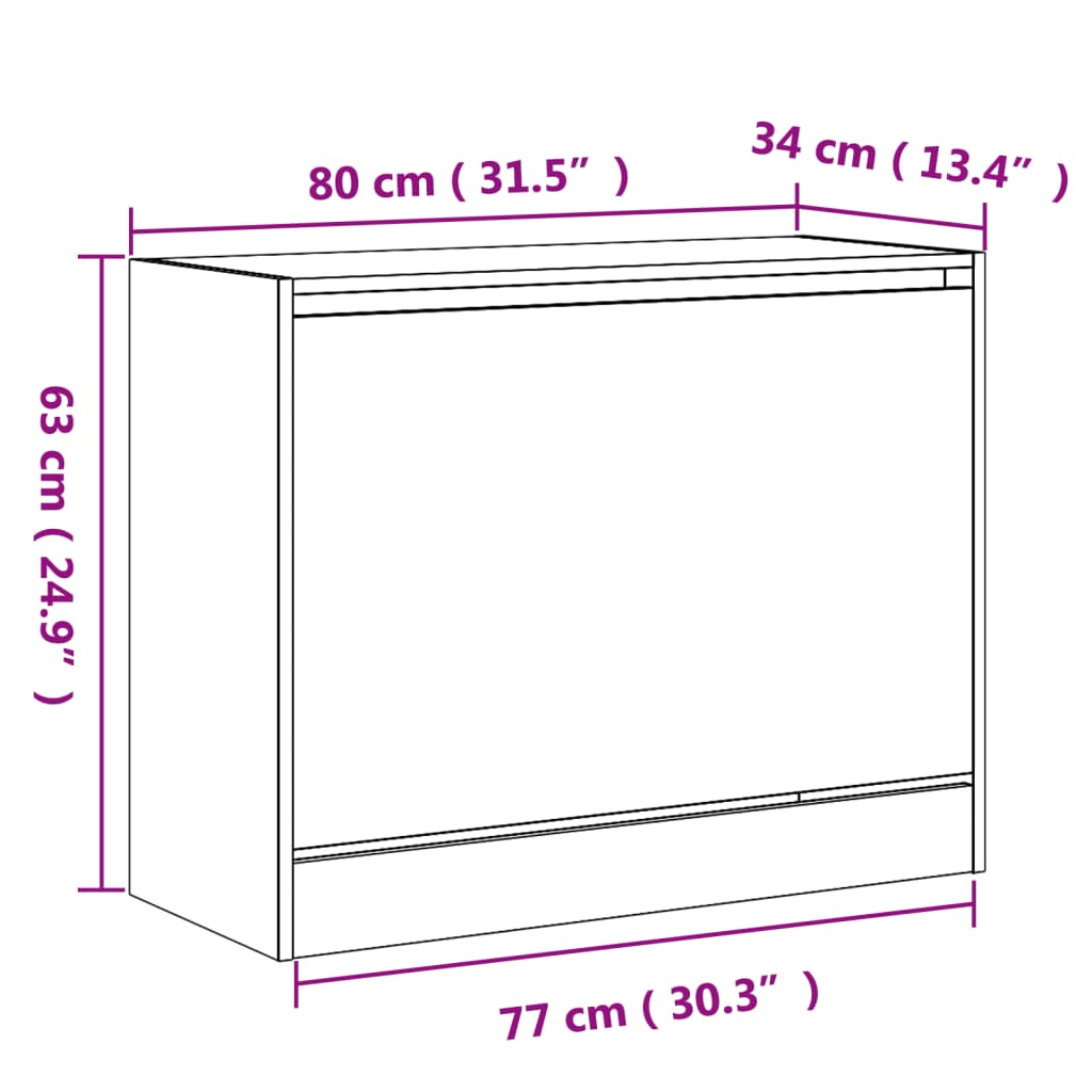 Shoe Cabinet Smoked Oak 80x34x63 cm Engineered Wood