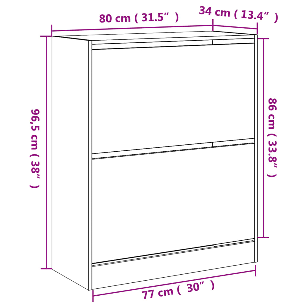 Shoe Cabinet Grey Sonoma 80x34x96.5 cm Engineered Wood